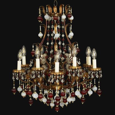 Golden Iron Cage Chandelier, 1950s-TBU-2022876