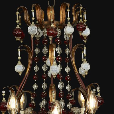 Golden Iron Cage Chandelier, 1950s-TBU-2022876