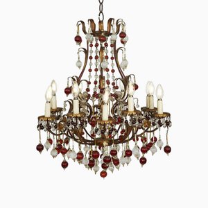 Golden Iron Cage Chandelier, 1950s-TBU-2022876