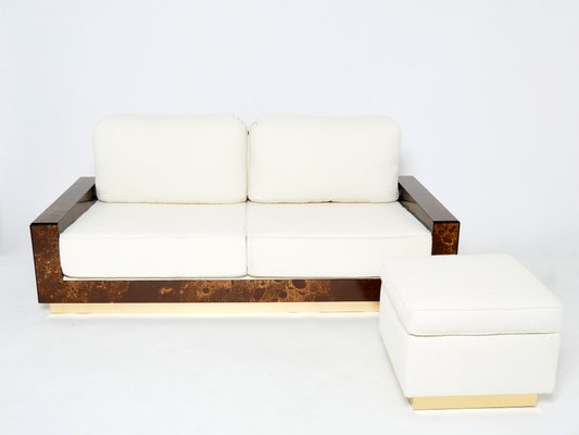 Golden Lacquer and Brass Curly Sofa from Maison Jansen, 1970s-YJA-1098579