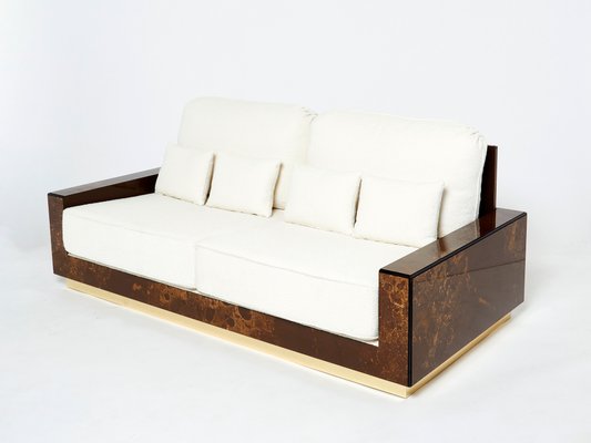 Golden Lacquer and Brass Curly Sofa from Maison Jansen, 1970s-YJA-1098579