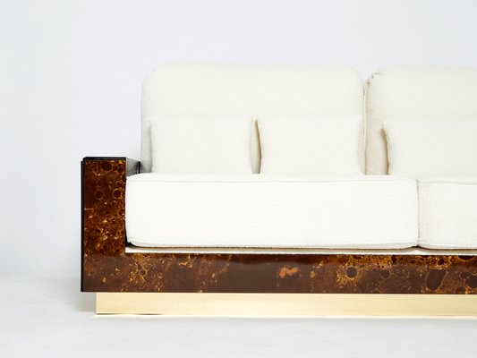 Golden Lacquer and Brass Curly Sofa from Maison Jansen, 1970s-YJA-1098579