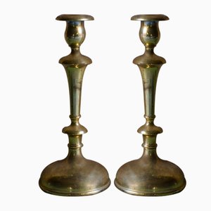 Golden Metal Candleholders, 1940s, Set of 2-AIU-704066