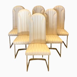 Golden Metal Dining Chairs, 1980s, Set of 6-NPC-1186327