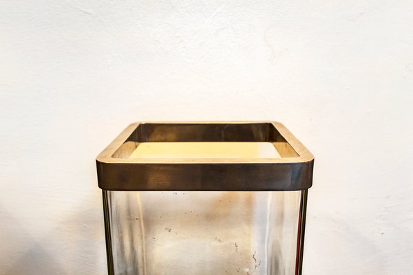 Golden Metal Frame Glass Vase, Italy, 1970s-VCV-1134298