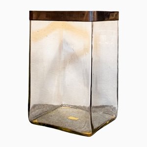 Golden Metal Frame Glass Vase, Italy, 1970s-VCV-1134298