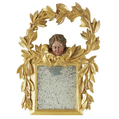 Golden Mirror with Putto, 1800s-TBU-2032518