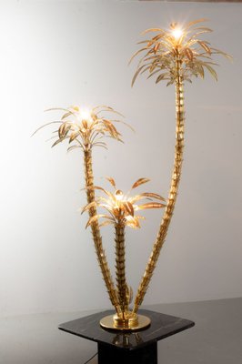 Golden Palm Tree Floor Lamp with 3 Sparkling Branches, Italy, 1970s-IXC-1409600