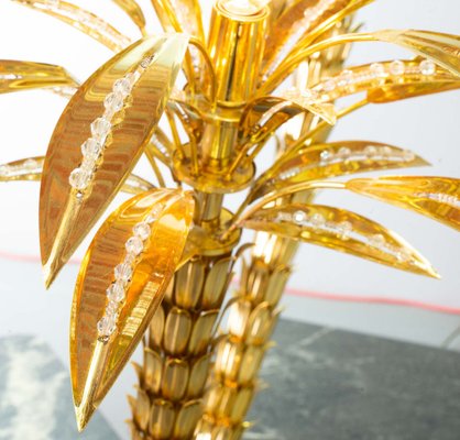 Golden Palm Tree Floor Lamp with 3 Sparkling Branches, Italy, 1970s-IXC-1409600