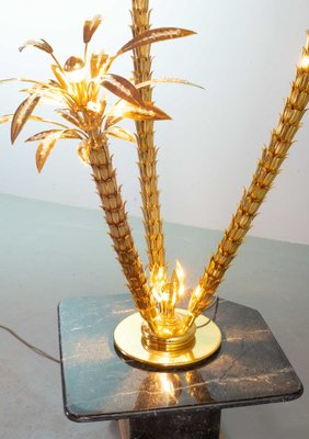 Golden Palm Tree Floor Lamp with 3 Sparkling Branches, Italy, 1970s-IXC-1409600