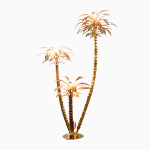 Golden Palm Tree Floor Lamp with 3 Sparkling Branches, Italy, 1970s-IXC-1409600