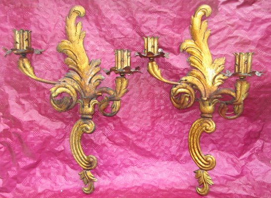 Golden Sconces, 1920s, Set of 2-ZVO-874310