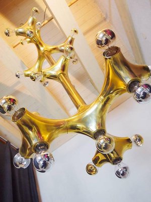 Golden Space Age Foyer Lighting Object from Cosack, 1970s, Germany-DEK-932629