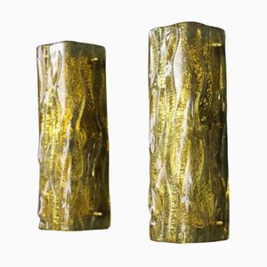 Golden Square Murano Glass Sconces in the style Mazzega, 2000s, Set of 2-YF-1706617