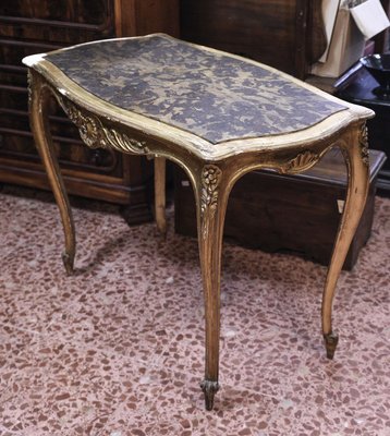 Golden Table with Faux Marble Shelf-RAQ-884207