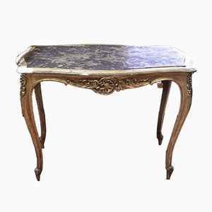 Golden Table with Faux Marble Shelf-RAQ-884207