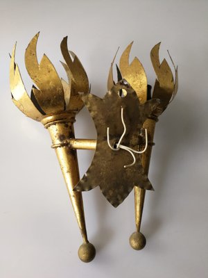 Golden Torch Sconces, 1960s, Set of 2-JJT-546412