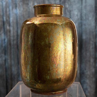 Golden Vase in Glazed Ceramic by Riccardo Gatti-MAX-1264412