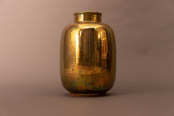 Golden Vase in Glazed Ceramic by Riccardo Gatti-MAX-1264412