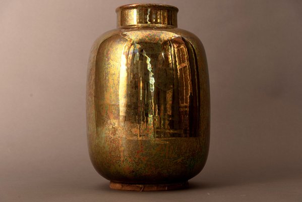 Golden Vase in Glazed Ceramic by Riccardo Gatti-MAX-1264412