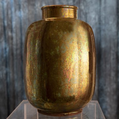 Golden Vase in Glazed Ceramic by Riccardo Gatti-MAX-1264412