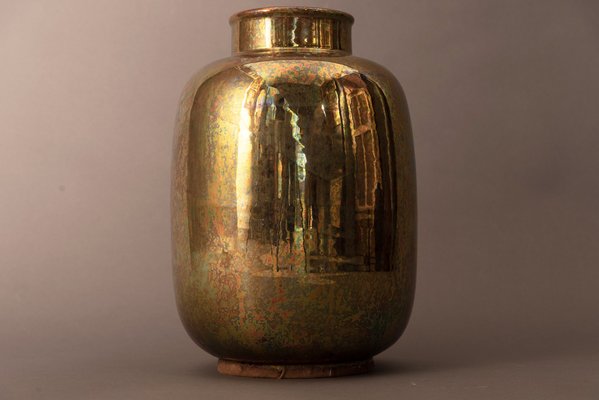 Golden Vase in Glazed Ceramic by Riccardo Gatti-MAX-1264412