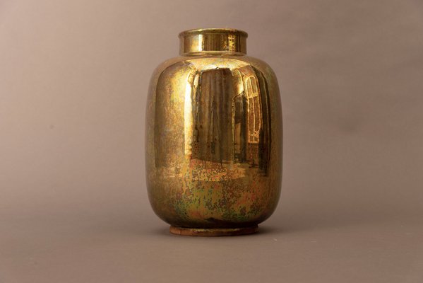 Golden Vase in Glazed Ceramic by Riccardo Gatti-MAX-1264412