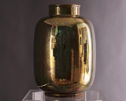 Golden Vase in Glazed Ceramic by Riccardo Gatti-MAX-1264412