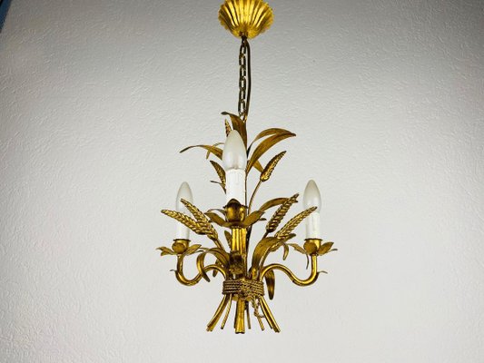 Golden Wheat Sheaf Pendant Lamp by Hans Kögl, Germany, 1970s-PUK-844268