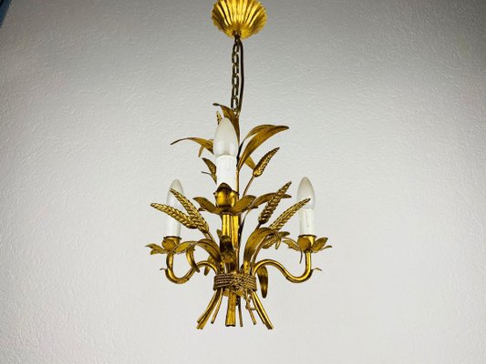 Golden Wheat Sheaf Pendant Lamp by Hans Kögl, Germany, 1970s-PUK-844268