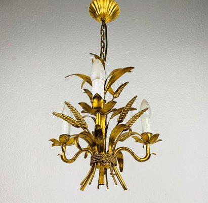 Golden Wheat Sheaf Pendant Lamp by Hans Kögl, Germany, 1970s-PUK-844268