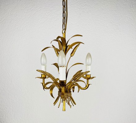 Golden Wheat Sheaf Pendant Lamp by Hans Kögl, Germany, 1970s-PUK-844268