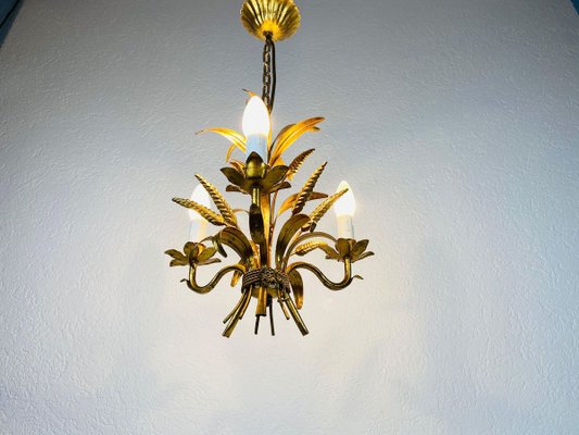 Golden Wheat Sheaf Pendant Lamp by Hans Kögl, Germany, 1970s-PUK-844268