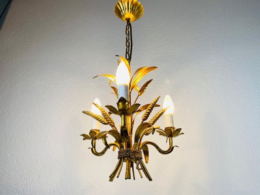 Golden Wheat Sheaf Pendant Lamp by Hans Kögl, Germany, 1970s-PUK-844268