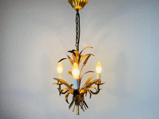 Golden Wheat Sheaf Pendant Lamp by Hans Kögl, Germany, 1970s-PUK-844268