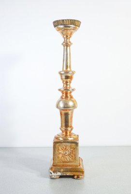 Golden Wooden Candlestick in Gold Leaf, 1700s-OJE-1720327