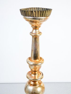 Golden Wooden Candlestick in Gold Leaf, 1700s-OJE-1720327