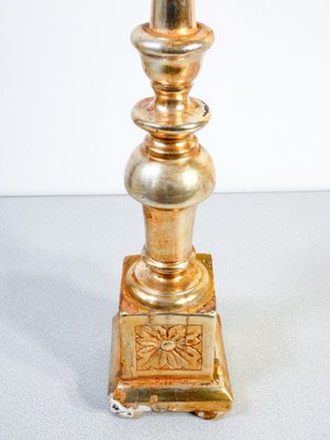 Golden Wooden Candlestick in Gold Leaf, 1700s-OJE-1720327