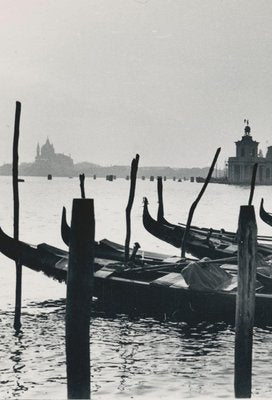 Gondolas and Skyline, Italy, 1950s, Black & White Photograph-DYV-1239306