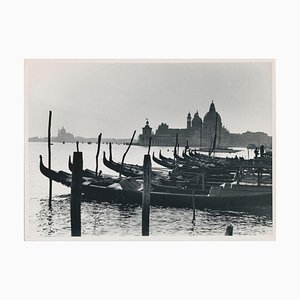 Gondolas and Skyline, Italy, 1950s, Black & White Photograph-DYV-1239306