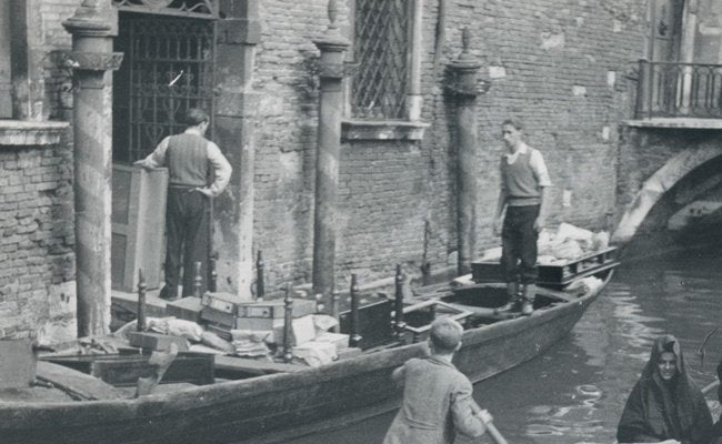 Gondolas, Italy, 1950s, Black & White Photograph-DYV-1239307