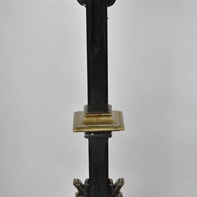 Gothic Style Bronze and Iron Andirons, 19th Century, Set of 2-SYQ-1187413