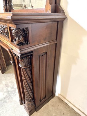 Gothic Style Walnut Fireplace, 1890s-AXR-1703182