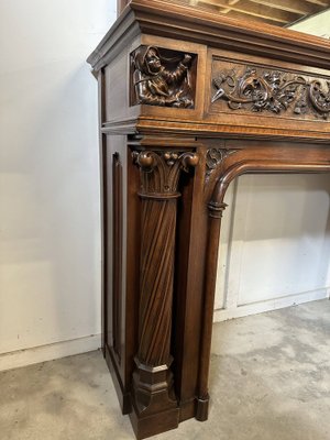 Gothic Style Walnut Fireplace, 1890s-AXR-1703182