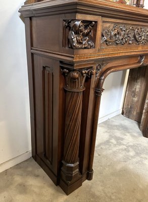 Gothic Style Walnut Fireplace, 1890s-AXR-1703182