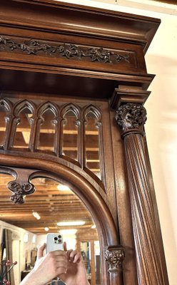 Gothic Style Walnut Fireplace, 1890s-AXR-1703182