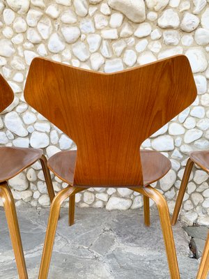 Grand Prix Dining Chairs in Teak by Arne Jacobsen for Fritz Hansen, 1960s, Set of 4-ZM-1285414