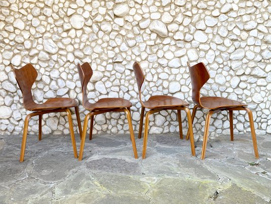 Grand Prix Dining Chairs in Teak by Arne Jacobsen for Fritz Hansen, 1960s, Set of 4-ZM-1285414