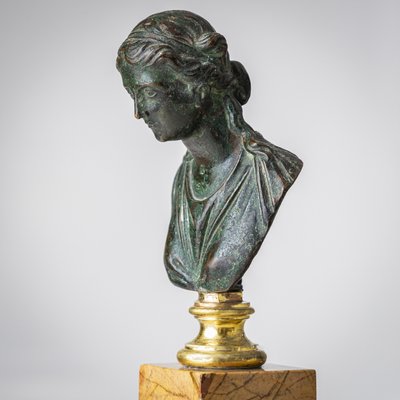 Grand Tour Bust of a Woman, 19th Century, Bronze on Marble Base-VEI-2021311