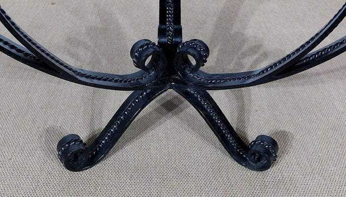 Granite & Wrought Iron Tripod Pedestal Table, 1970s-RVK-1313878